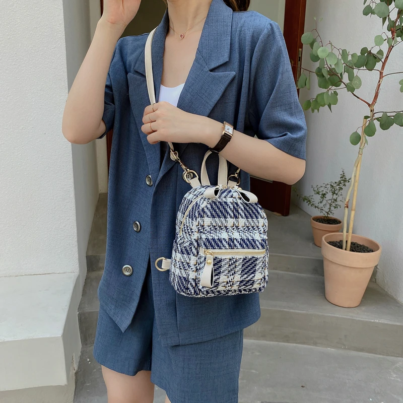 

Denim woolen women's backpack summer wild 2021 new backpack summer shoulder bag messenger small backpack school bag shopping bag
