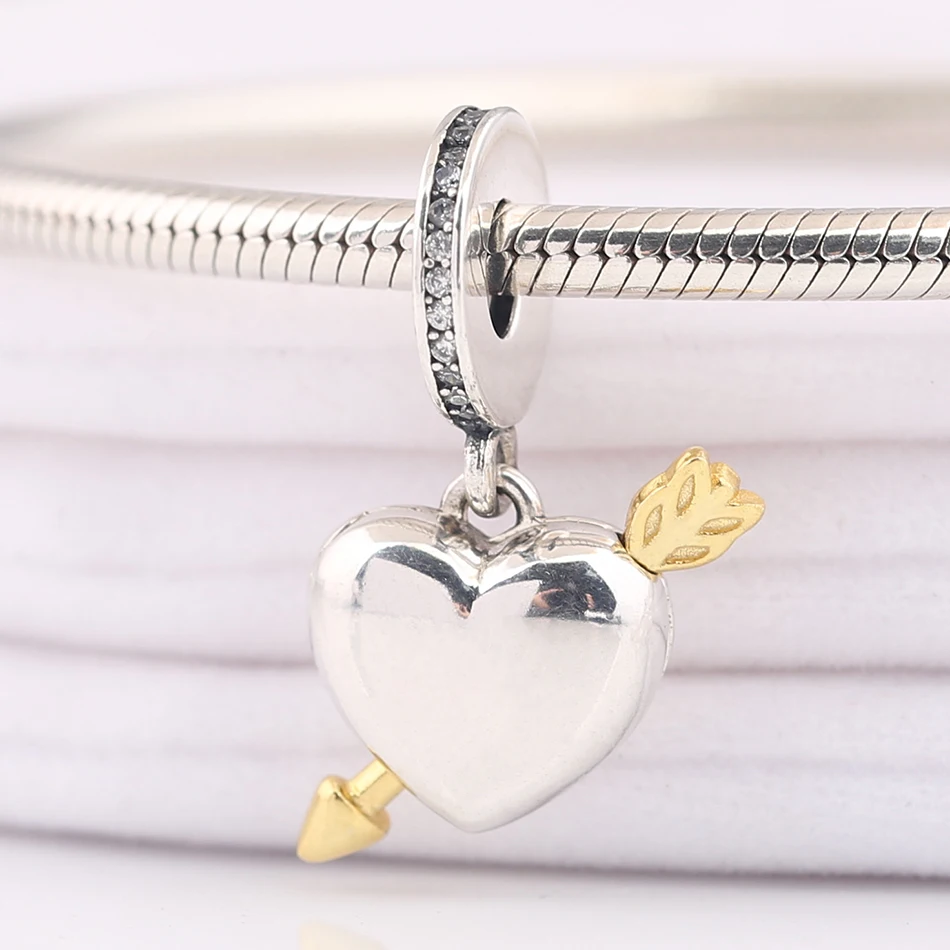 Подлинная S925 очарование блеск Стрела любви болтается подходит леди браслет Diy