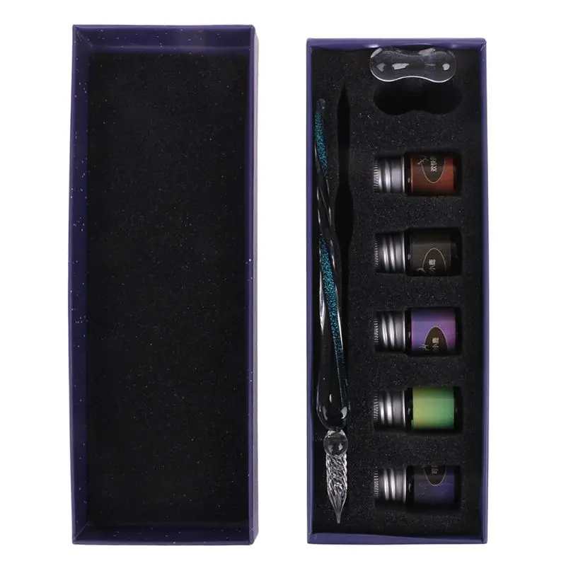 

Crystal Starry Sky Glass Ink Pen Glass Dip Pen For Writing Fountain Pen Set Gift Y51A