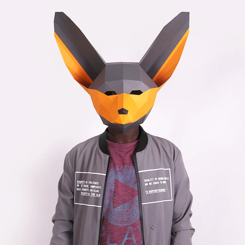 Fennec лиса взрослая маска на голову бумажная модель 3D Бумажная рукоделие искусство