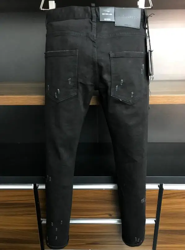 Authentic Classic Dsquared2 Men's Designer Jeans, Blue Holes Skinny Jeans, 9183