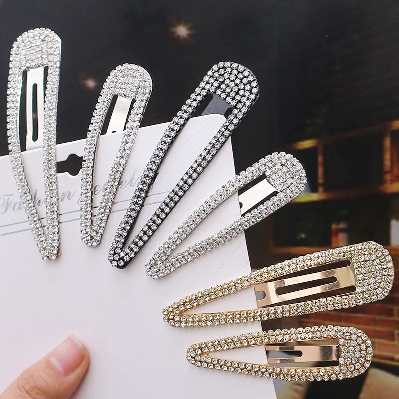 

1pcs Golden Metal Hairpin Diamond Drip Fashion Concise Geometry Rhinestone Hair Clips For Women Girls With Crystal Rhinestone