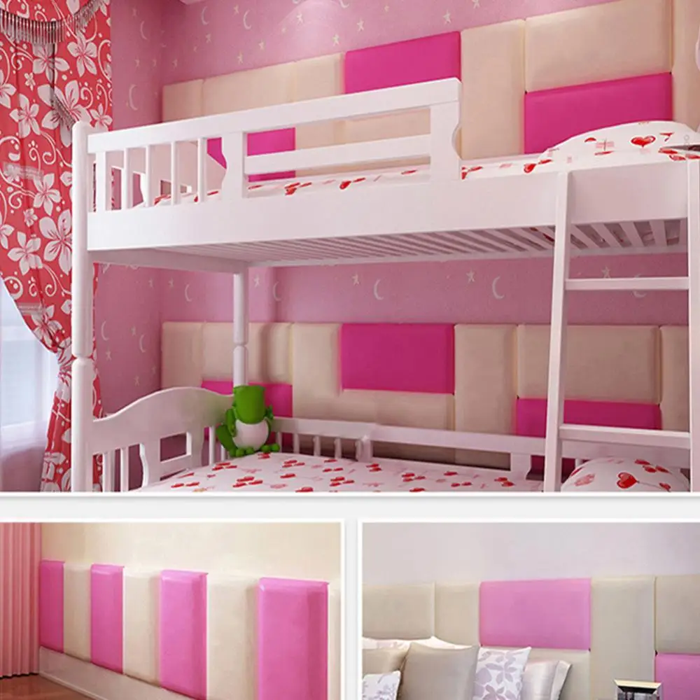 Alfombrilla de pared anticolisi&oacute;n para beb&eacute;, coj&iacute;n autoadhesivo impermeable de espuma de Color s&oacute;lido-1