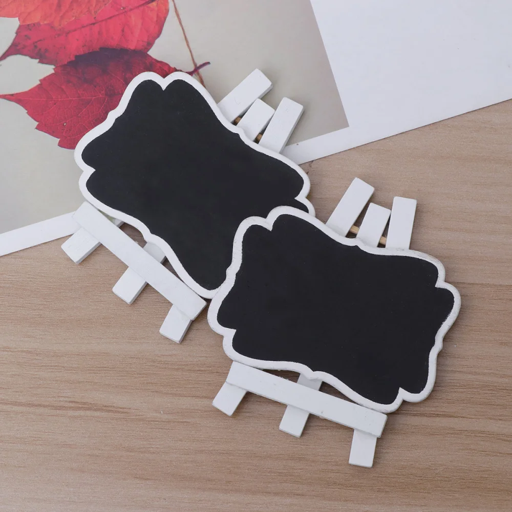 

10 Pcs Mini Chalkboards Blackboard DIY home decoration small bracket Message Board Signs Message Board (Black + White)