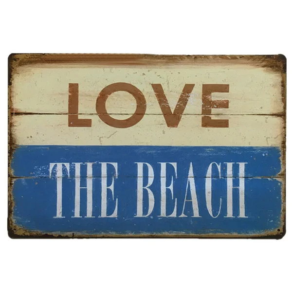 

TIN SIGN LOVE THE BEACH " Metal Sign Decor Wall Art Garage Shop Bar Cave Decor