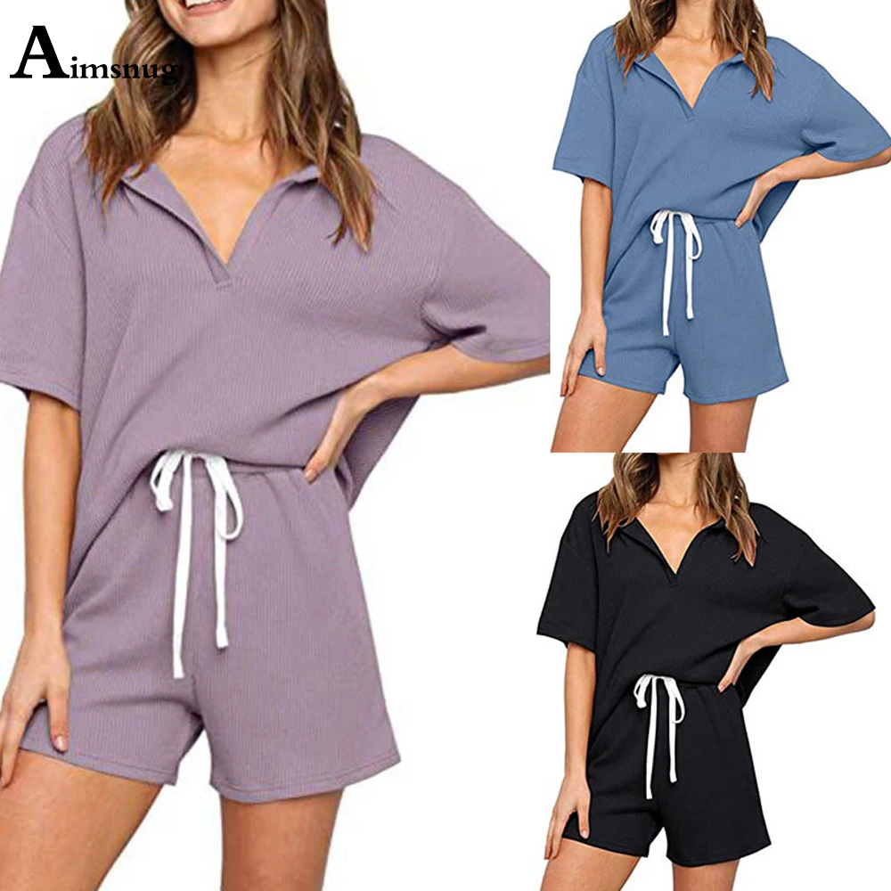 

2021 New Summer Two Piece Sets for Women Lounge Wear Mujer Drawstring Shorts Sets Ladies Fashion Lace-up Two Piece Outfits