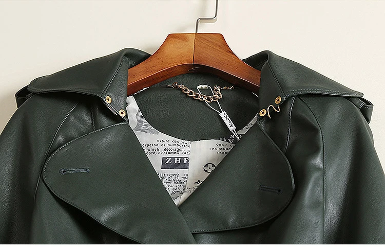 Новая осенне-зимняя кожаная куртка женская Европейская средней длины из