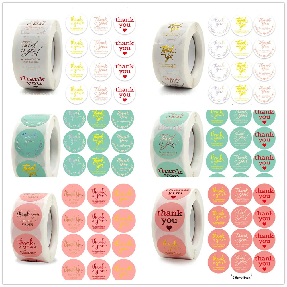 

500 шт./рулон 1 дюйм розовый спасибо наклейки круглые милые этикетки для печати для свадьбы упаковочные этикетки для печати стикеров канцеляр...