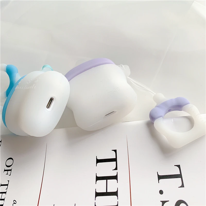 

For AirPods 2 Case Cute Cartoon Baby Feeding Milk Bottle Earphone Soft Silicone Cases For Apple Airpod 1 Cover Funda Keychain