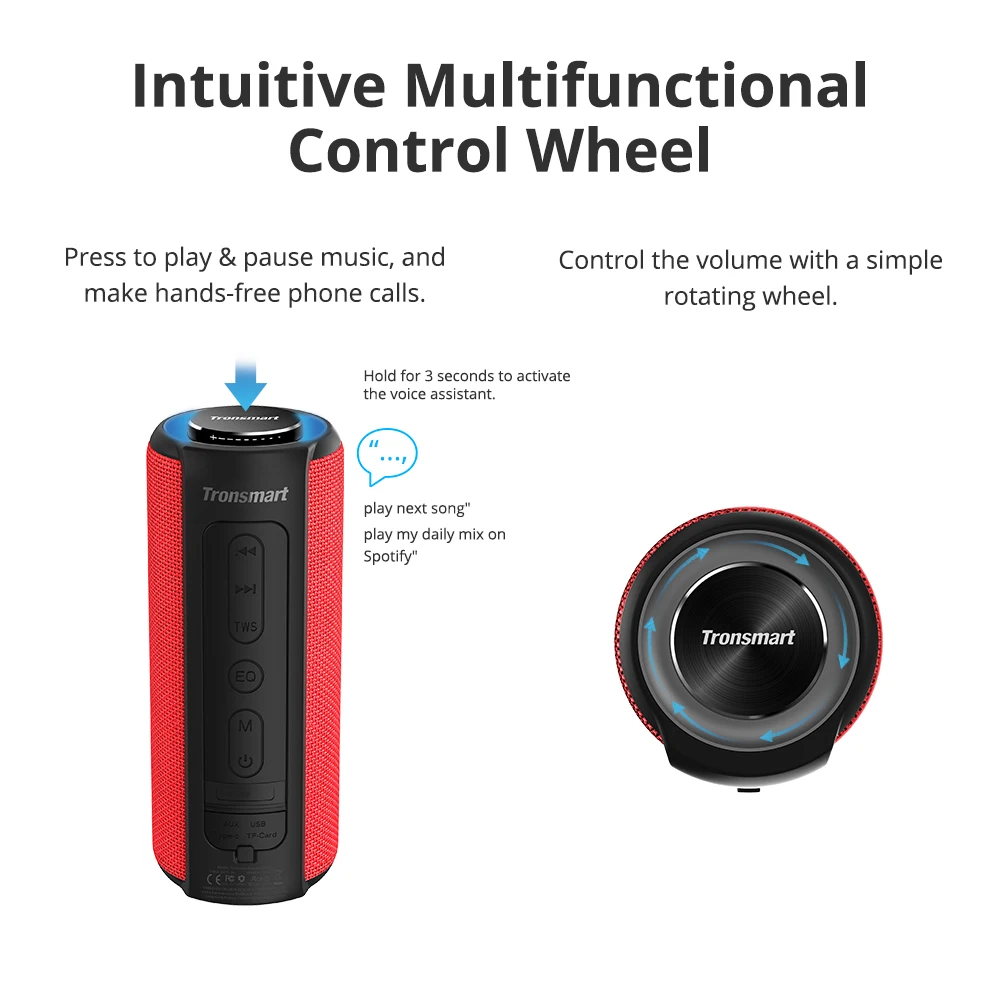 【40W TWS】Tronsmart T6 Plus Bluetooth Portable Speaker Deep Bass Soundbar IPX6 Waterproof Outdoor Mini Column 15 Hours Play time |