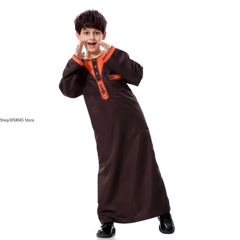 Boy Children Abaya Dubai Kaftan Oman Arabic Qatar Muslim Kids Hijab Robe Caftan Marocain Ramadan Saudi Arabia Islamic Clothing