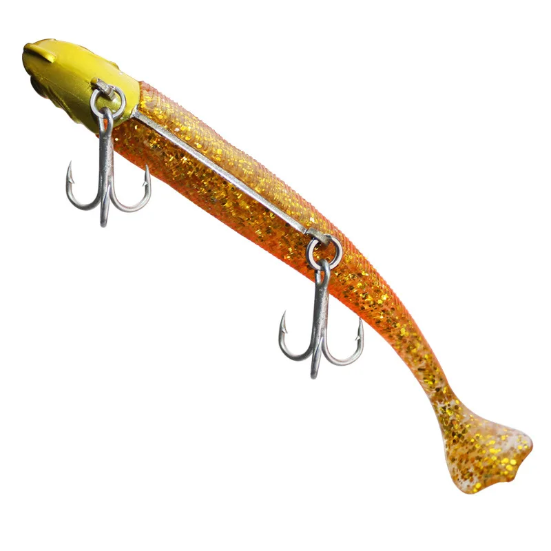 

Fishing Lure Soft Bait Black Minnow Jig Head Sharp Strong Treble Hook 9cm 19g/23g High Simulation Bionic Life-like 3D Eyes