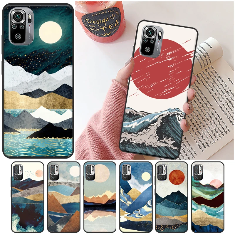 

Hand Painted Sun Phone Case For Xiaomi Redmi Note 9 9T 9S Pro MAX 5G 10X Note 10 10T 10S Pro MAX 5G 4G Funda Cases Carcasa