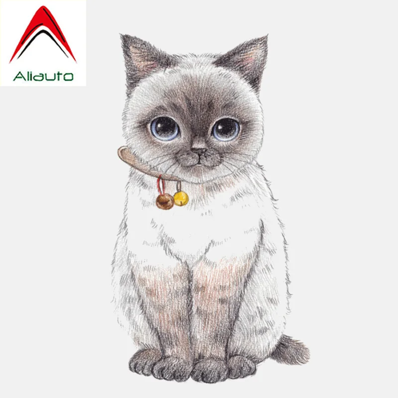 Милый Кот Aliauto с колокольчиком автомобильные наклейки аксессуары ПВХ наклейка