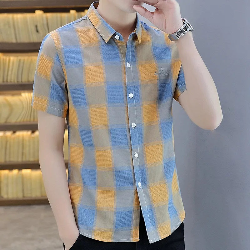 

Городская Мужская одежда, новинка, Модный высококачественный универсальный кардиган в Корейском стиле, топ с отворотом, подчеркивающий индивидуальность, футболка с коротким рукавом