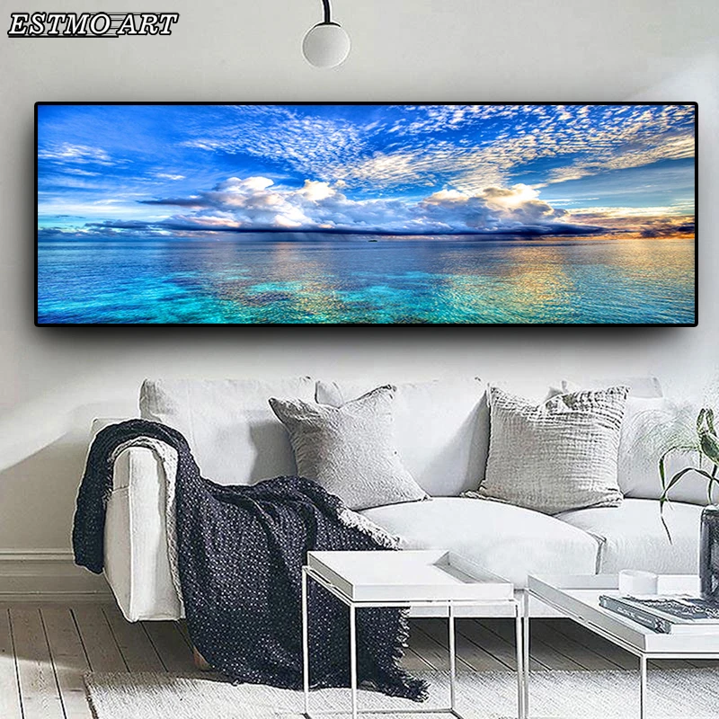Decorative Paintings Natural Sunset Could Lake Landscape Posters and Prints Canvas Painting Mediterran Art Living Room Poster | Дом и сад