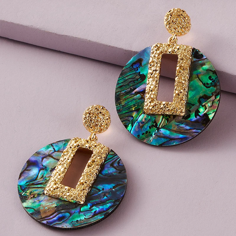 

New Fashion Korean Designer Hoop Ethnic Earrings Bulk For Women Luxury Big Acrylic Dangle Earrings Wholesale Trendy Jewelry Gift