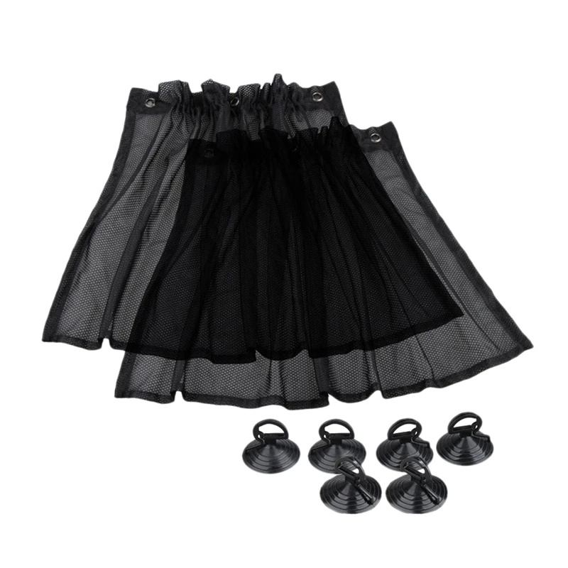 

2Pcs Car Sun Shade Protection Window Curtain with Suction Cup Black Universal Car Sunshade Sunscreen Block Curtain