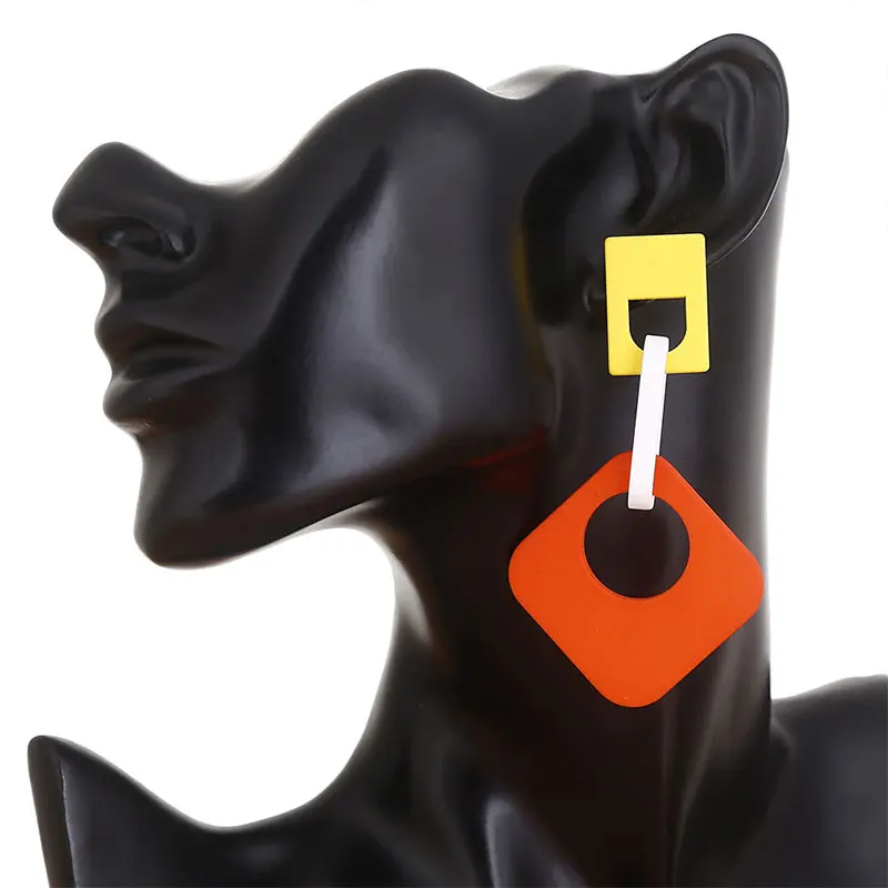 Женские Винтажные висячие серьги с пряжкой летние прямоугольные акриловые