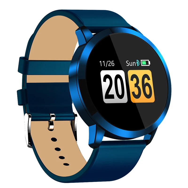 Blue Blue Leather Смарт-часы Timewolf Q8 OLED цветной экран фитнес-трекер монитор сердечного ритма Bluetooth IP68 Водонепроницаемые умные часы Q8 - Цвет: Blue Blue Leather