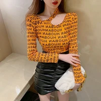 women s spring and autumn fashion halter long sleeved t shirt top
