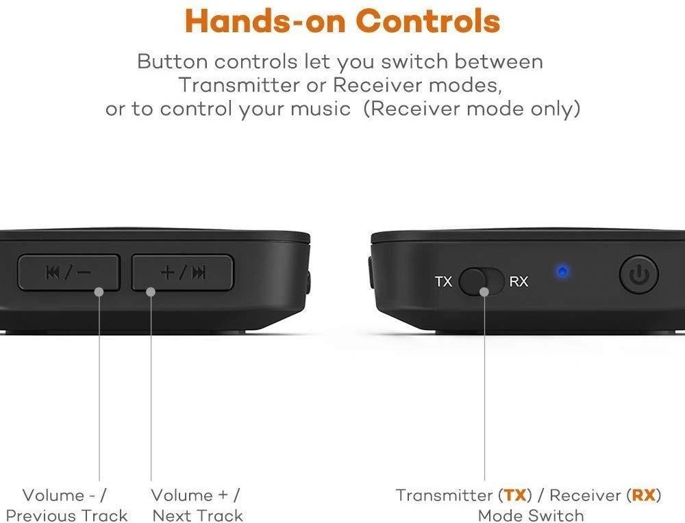 Беспроводной адаптер TaoTronics Bluetooth 5 0 передатчик приемник 3 мм AUX и RCA аудио домашняя