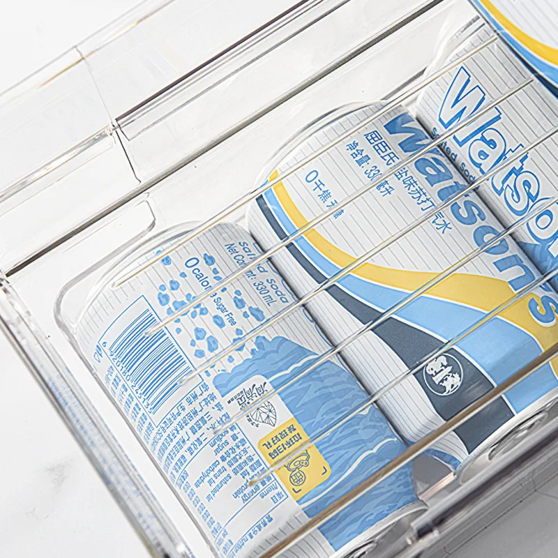 

Beers Soda Cans Storage Box Fridge Bins Bottle Holder Rack Refrigerator Kitchen Plastic Auto Roll Off Double Layer Organizer