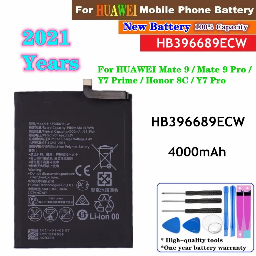 

Аккумулятор HB396689ECW для Honor 8C,HUAWEI Mate 9/9 Pro,Y7 Prime/Pro/Y7 2019/Y9 2018/Y9 2019/Enjoy 7 plus, аккумулятор 4000 мА · ч