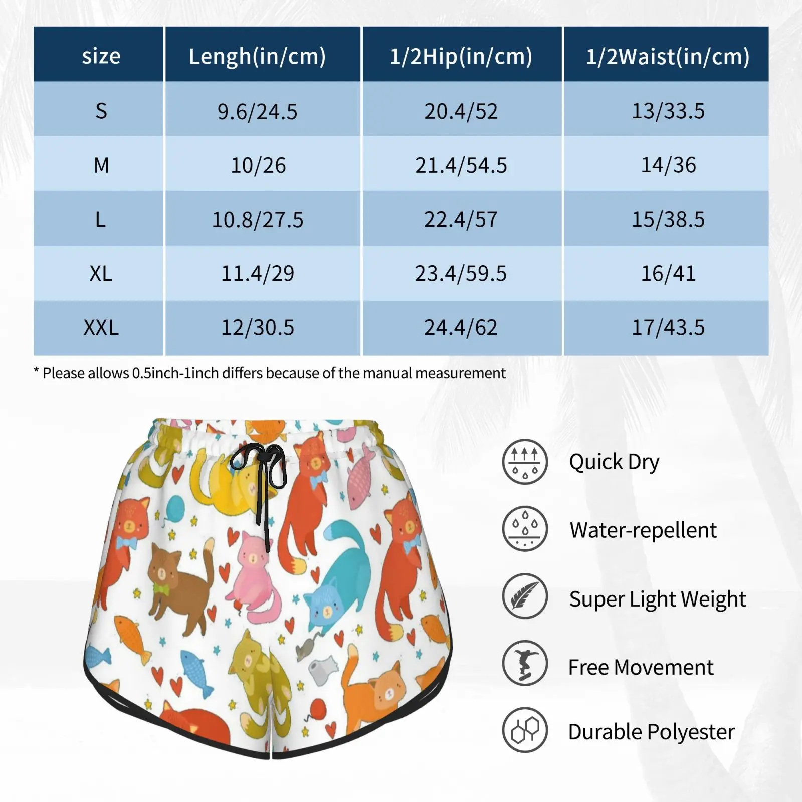 

Cute Cats Swim Shorts Women Beach Shorts News Big Cats Social Distancing New Normal Donald Trump