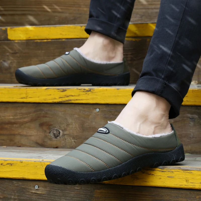 Рождественская зимняя обувь мужские теплые домашние тапочки Вьетнамки