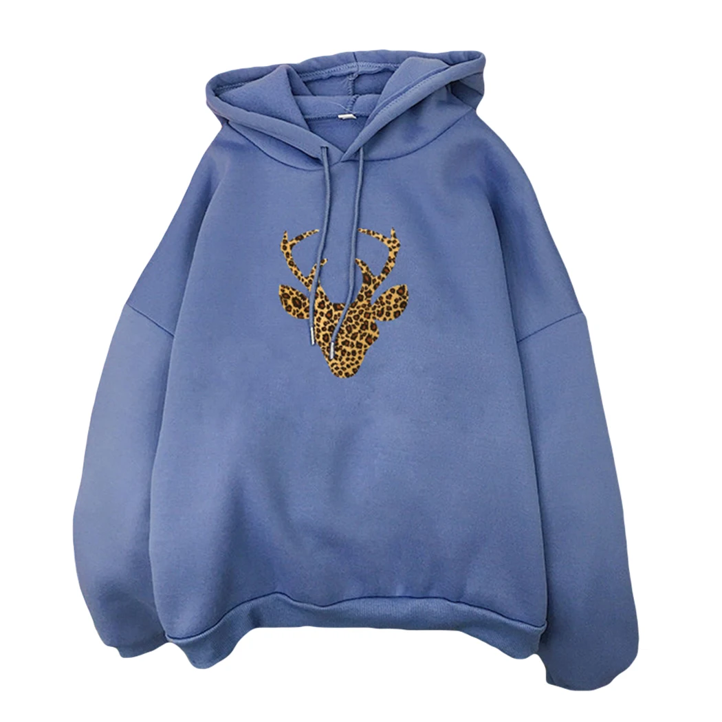 Осенне-зимняя плотная Толстовка розового и белого цвета с принтом оленя