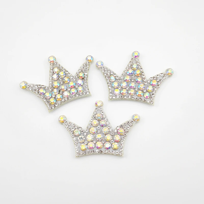 5.3*3,5 CM Fühlte Rückseite Diamant Perle Crown Patches Appliques Für Handwerk Kleidung Nähen Liefert DIY Haar Clip Zubehör – Detail 3
