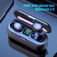 tws bluetooth compatible 2000 mah charging box wireless headphones touch control headsets 9d hifi waterproof earbuds with mic
