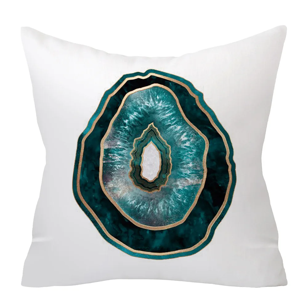 

Abstract geometry pillow case agate emerald peach skin pillow case