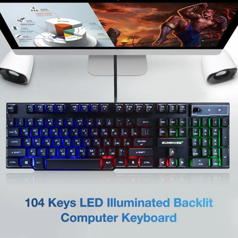 Игровой ноутбук с русской/английской клавиатурой и USB-клавиатурой 104key плавающие
