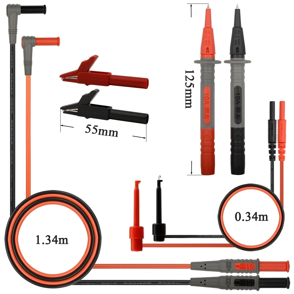 

Digital Multimeter Probe Clamp Test Leads Wire Pen Cable Multimeter Test Lead kits +Alligator Clips Needle Tip Feeler Lead Kits