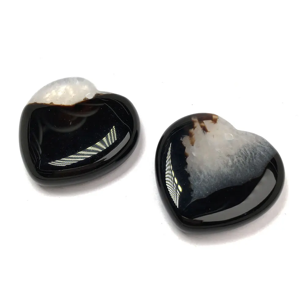 Подвеска из натурального камня в форме сердца черные Агатовые Подвески