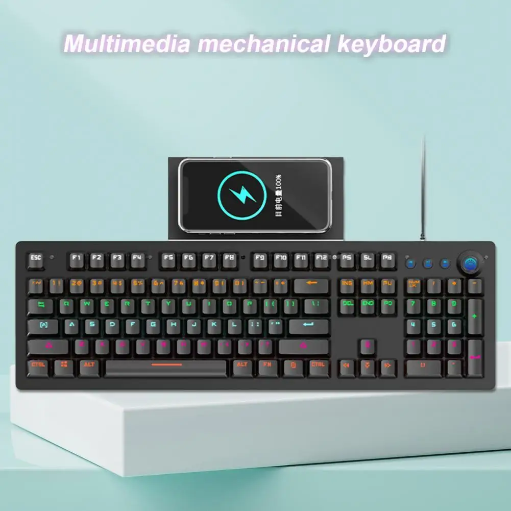 

K118 Mechanical Keyboard Green Axis 104 Keys Wired Keyboard Ergonomic Wired Gaming Keyboard for Desktop Mechanical Keyboard