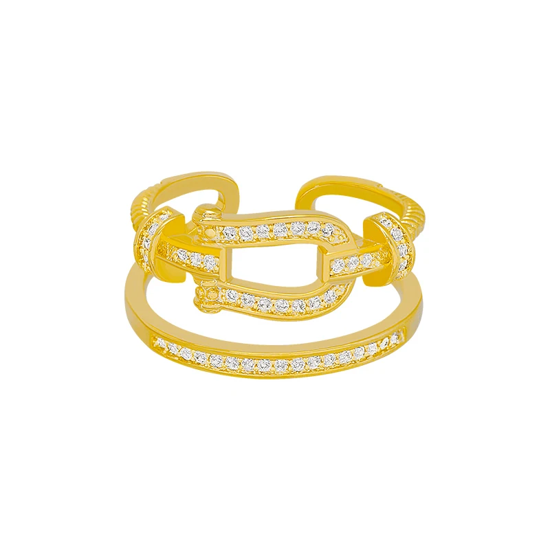 

Fashion Temperament Korean Double Opening Ring Finger For Woman Party Luxury Jewelry Simple Index Girl's Unusual Rings