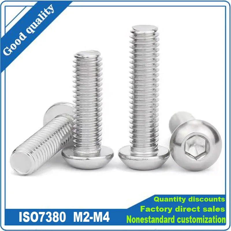 

M2 M2.5 M3 M4 Hexagon Socket Round Head Screws 10 12 14 16 20 25 30 35 40 45 50 55 60 65 70 75 80 85 90 100mm Pan Head Bolts