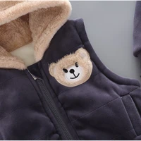 Baby boy clothes autumn and winter pure cotton thick warm casual hooded sweater cartoon bear three-piece baby girl suit