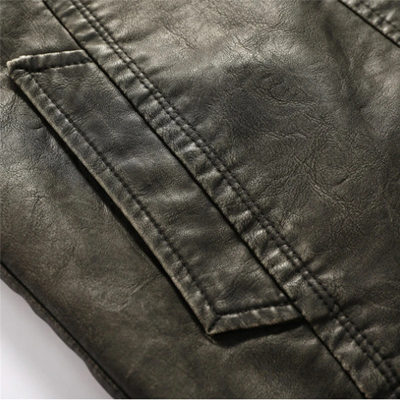 

Men's PU Leather Jacket Autumn Winter Casual Slim Coat Multi-Pocket Tactical Bomber Military Motorcycle Biker Leather Jacket 6XL