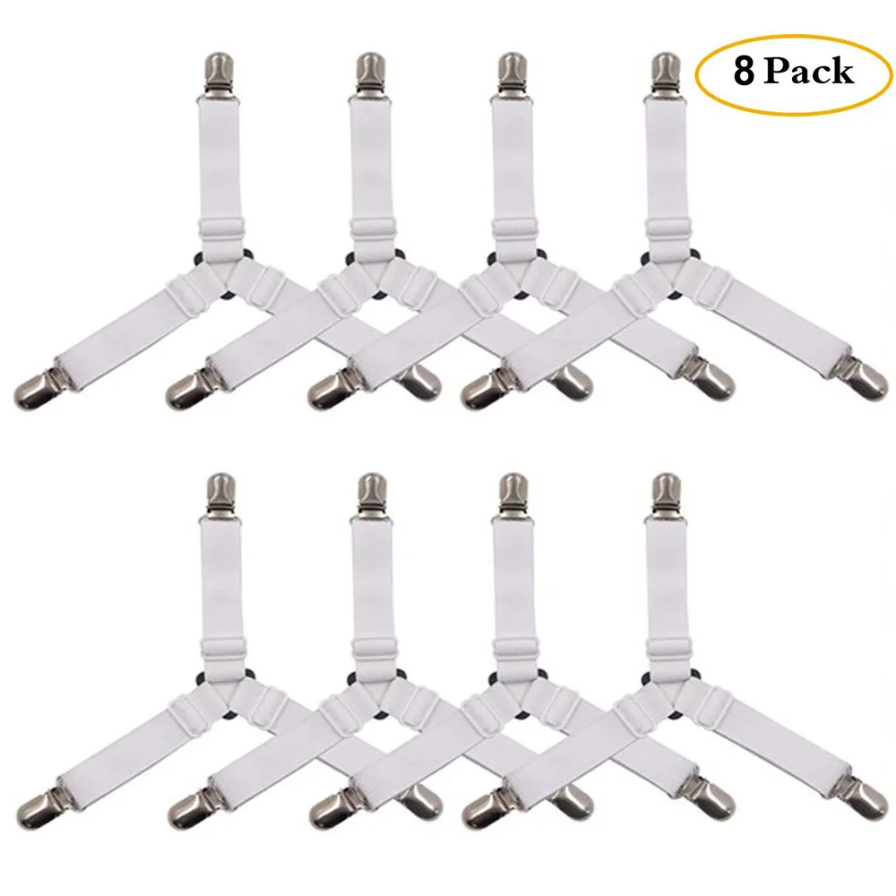 8 Pack white 8 шт. зажим с тремя головками эластичный чехол одеяло Захваты держатель Кровать Зажим для листов застежки матраса фиксирующий нескользящий ремень - Цвет: 8 Pack white