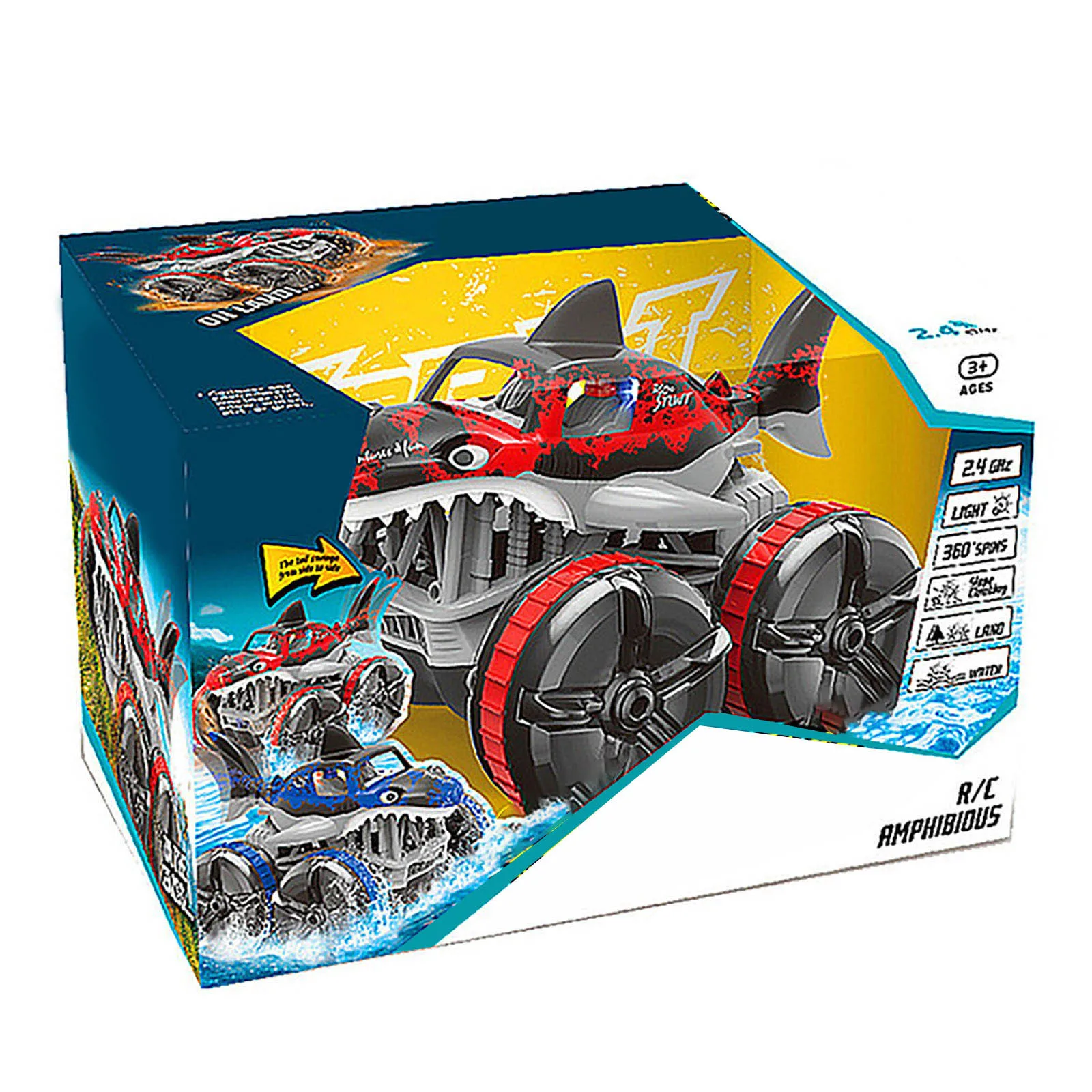 

Brand New High Quality Waterproof Remote Control Amphibious Shark Car 4WD Remote Control Car Non-slip Toy Easy Operate Boys Toys