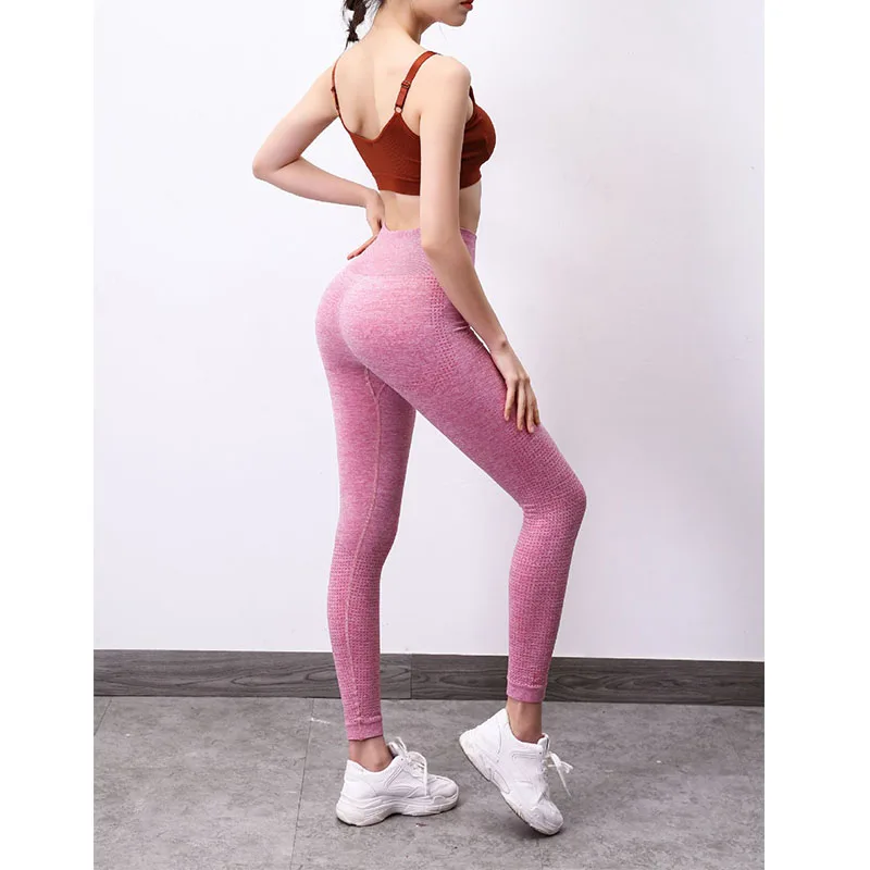 Леггинсы женские эластичные бесшовные с высокой талией для занятий фитнесом