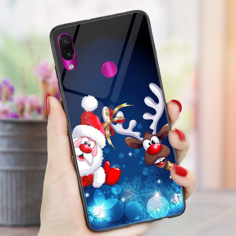 Чехол с рождественским рисунком для телефона Redmi 7 7A 8A Жесткий из поликарбоната