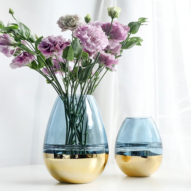 

Стильная стеклянная ваза Современный геометрический дизайн креативная синяя ваза простой Изысканный гламур ваза для декора комнаты