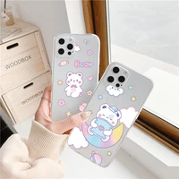 cute cartoon cat bear clear phone case for iphone x xr xs max 11 12 13 pro max 7 8 plus se 2020 soft transparent cover funda