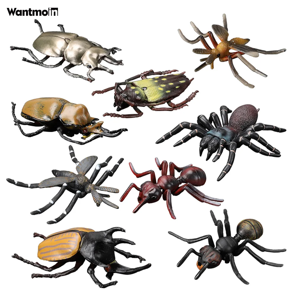 

Realistic plastic insect animal models with various figurines-Spiders, beetles, dung beetles, mosquitoes, ants for kids toy