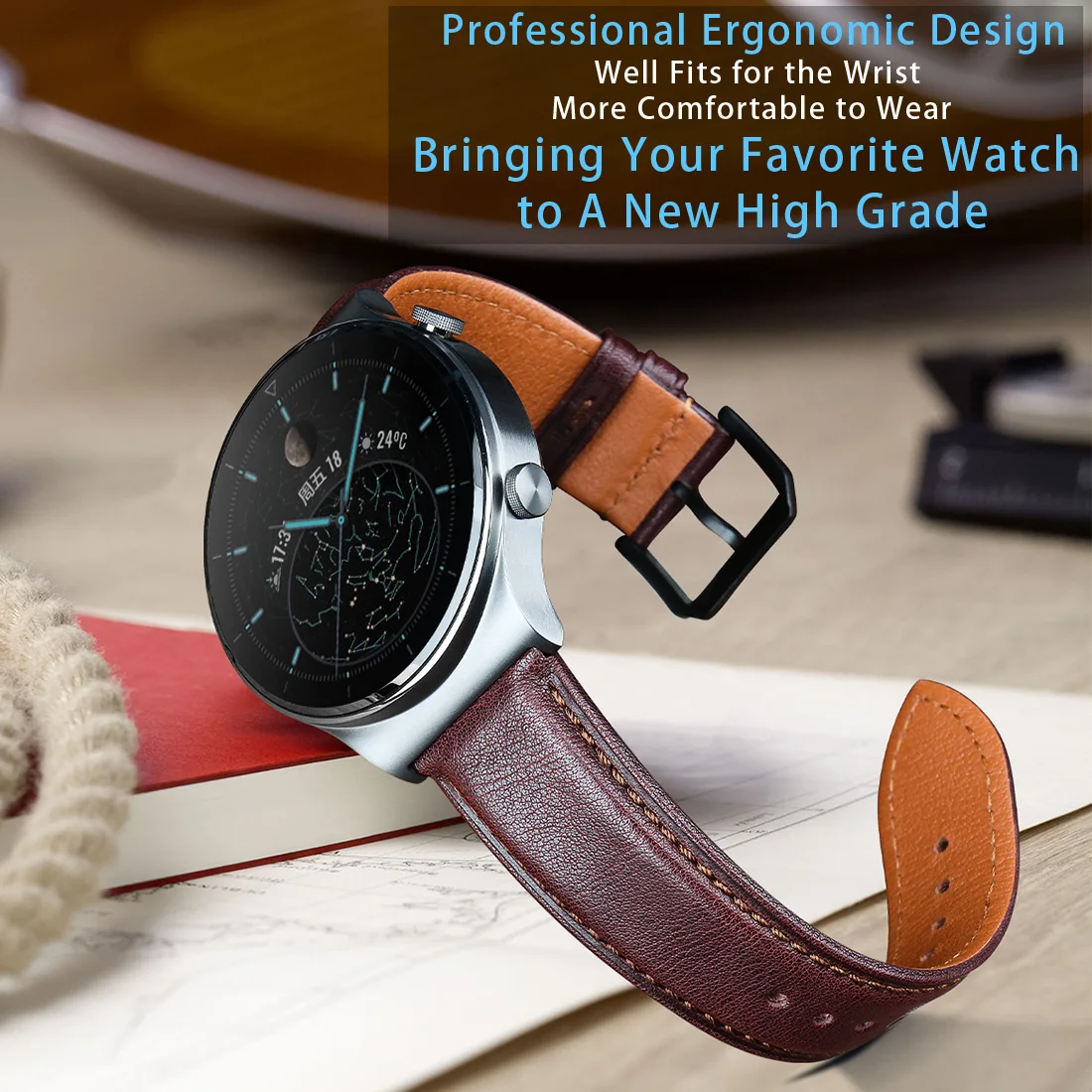 Hight Quality Watch Band Quick Release Soft Genuine Leather Strap For Huawei GT2 Pro ECG 22mm 20mm Mens Smartwatch Accessories